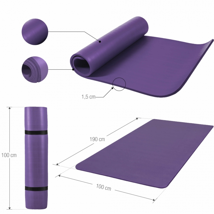 Deluxe NBR Yoga Mat XL Purple 190x100x1.5cm-100524-00040-0134