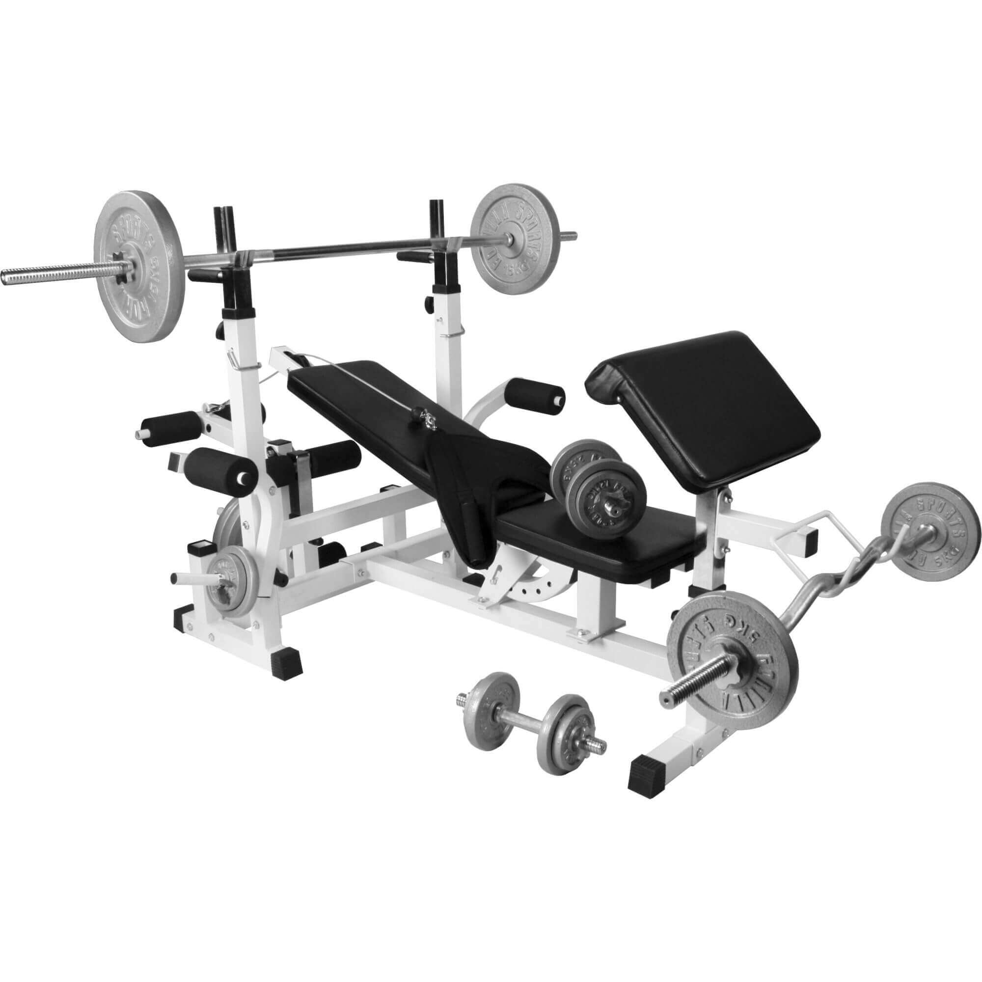 Universal Workstation With 108kg Cast Iron Weight Set Gorilla Sports Uk